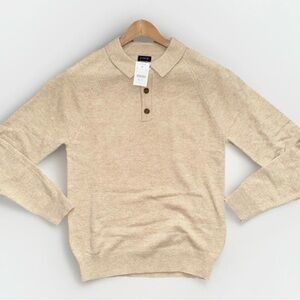 J. Crew Beige Wool Blend Polo Sweater NWT